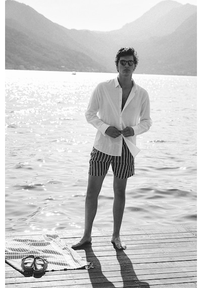 AC&Co / Altınyıldız Classics Erkek Comfort Fit Rahat Kesim Düğmeli Yaka Keten Gömlek Beyaz AC&Co / Altınyıldız Classics Erkek Comfort Fit Rahat Kesim Düğmeli Yaka Keten Gömlek Beyaz