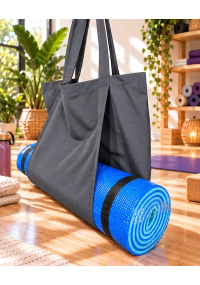 Mat Taşıma Çantası Yoga Fitness Silindir Antrenman Çantası - Çantalı Fermuarlı Mat Taşıma Çantası Antrasit