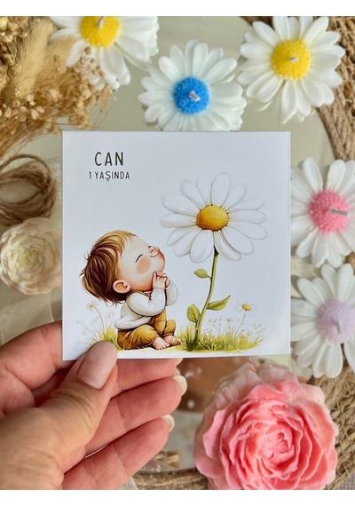 Bernami Mumluk Şamdanpinterest 25 Adet Özel Tasarlanmış Kart Ve Papatya Mum. Bebek Doğum, Babyshower, Doğum Günü, Hediyelik Diğer
