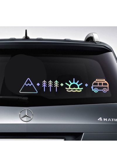 Sahil,karava,dağ Ve Orman Sticker - Araba Oto Motosiklet Karavan Cam Sticker - 02123 15X2,5 Cm