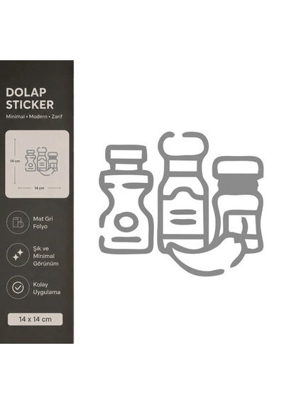 Baharatlar Mat Gri Dekoratif Folyo Sticker 14x14 Cm