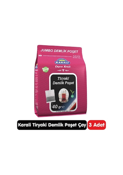 Karali Tiryaki Jumbo Demlik Poşet Siyah Çay 25 40 Gr 3 Paket