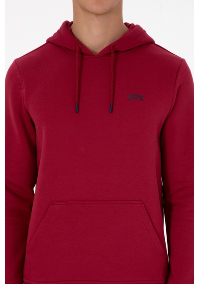U.S. Polo Assn. Erkek Regular Fit Kapüşonlu Şardonlu Koyu Frambuaz Basic Sweatshirt 50315582-VR104