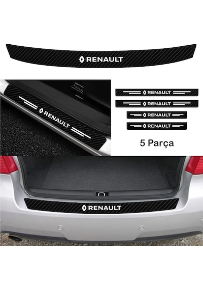 Renault Megane İçin Uyumlu Aksesuar Oto Bağaj Ve Kapı Eşiği Sticker Set Karbon