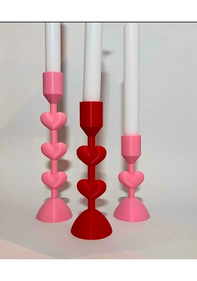 Kalpli Dekoratif Şamdan Seti Pembe Ve Kırmızı Modern Mumluk, Romantik Masa Dekoru Çok Renkli