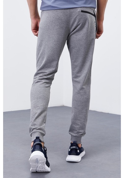 Tommy Life Gri Melanj Fermuar Cepli Dar Kalıp Jogger Erkek Eşofman Alt - 84343 GB MELANJ