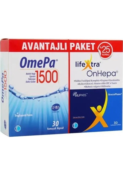 Omepa 1500 30 Kapsül + Lifextra Onhepa 30 Kapsül - Avantajlı Paket
