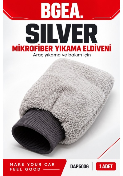 Bgea Silver Mikrofiber Araç Yıkama Eldiveni Gri 1 Adet Dap5036