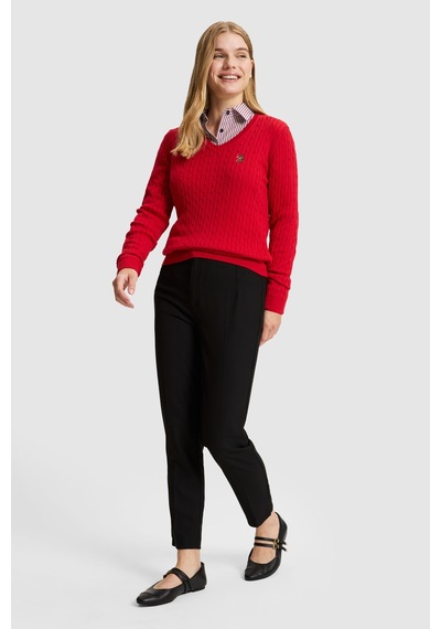 U.S. Polo Assn. Kadın Kırmızı Basic Kazak 50327575-vr171 Basıc Kırmızı