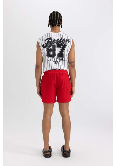 DeFactoFit Baskılı Kısa Boy Sporcu Deniz Şortu B5995AX24HSRD286 Kırmızı