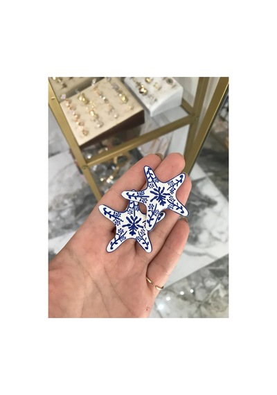 Deniz Yıldızı Küpe Lacivert