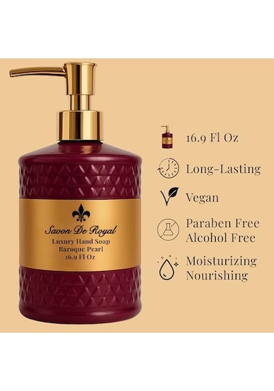 Savon De Royal Luxury Vegan Sıvı Sabun Baroque Pearl 500 Ml, Meyvemsi, Yasemin, Vanilya, Sandal