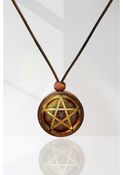 Pentagram Yıldız Ahşap Kolye N11.34591 Çok Renkli