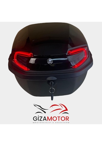 Işıklı + Sırt Dayamalı 33 Litre Motosiklet Çantası Siyah