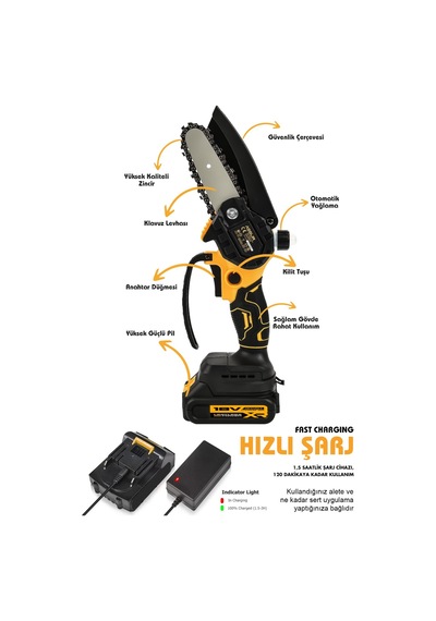 Assur 18V Çift Akülü Ağaç Dal Kesme Budama Testeresi & Teleskopik Kollu - 2401
