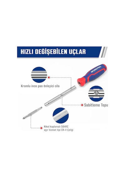 Workpro Wp221306 15-ın-1 Çok Fonksiyonlu Değişken Uçlu Profesyonel Tornavida Seti + Bel Askı Kılıfı Fr Wp221306