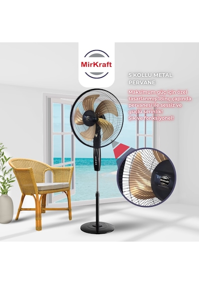 Mirkraft Fs-m5018 18'' Dc Motor 5 Metal Kanatlı Ayaklı Vantilatör