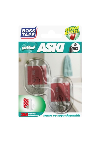 3m Şeffaf Yapışkanlı Ikili Küçük Boy Askı Genel