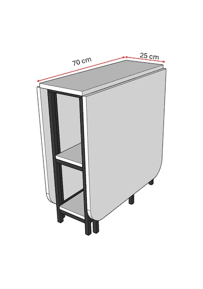 Asra Trend Metal Ayaklı Katlanır Mutfak Masası KM-31 %100 MDF Akıllı Yemek Masası Beyaz