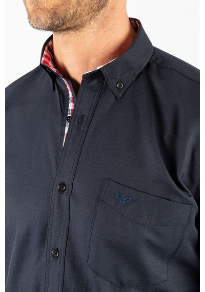Tudors Klasik Fit Rahat Kesim Poplin Oxford Erkek Gömlek-23430 Lacivert