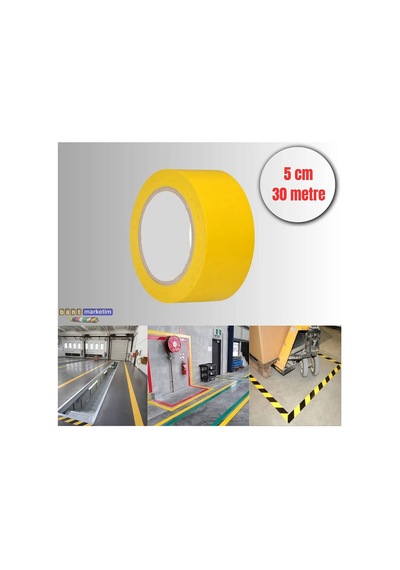 Pvc Yer İşaretleme Bandı 5cmx30m Zemin Bandı Sarı Bant Marketim