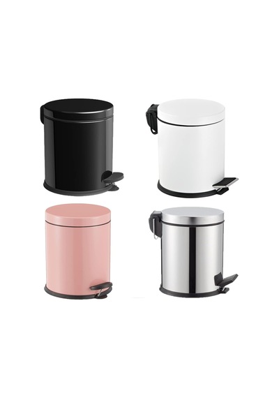 Tr Pedallı Banyo Çöp Kovası 5lt Siyah Beyaz Pembe Metal Genel