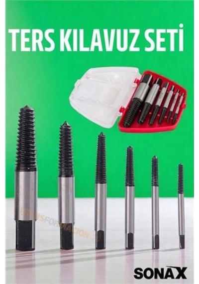 Ters Kılavuz 6 Lı Set Saf Çelik Kırık Civata Vida Sökücü Kırılmış Vida Civata Sökme Aparatı