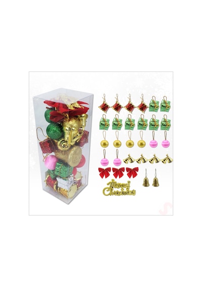 Yılbaşı Ağacı Lüks Süsleme Seti, 4,5cm X 30 Parça