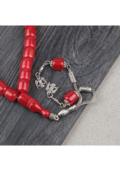 Katalin Çubuk Alpaka Püsküllü Kapsül Kesim 10.5x11mm Tesbih -kırmızı