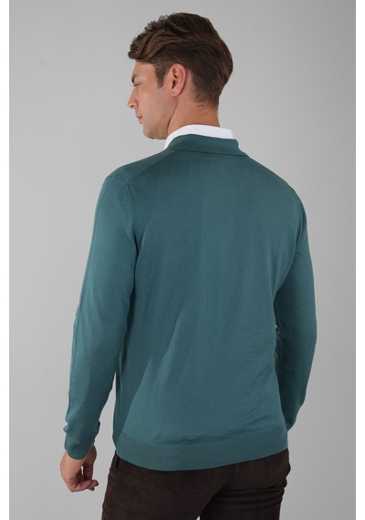 Bisse Polo Yaka Fermuar Detaylı Mint Erkek Yün Triko Tr23knos23211 D50 Mint