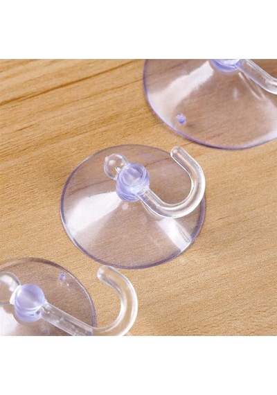25 Adet Büyük Boy Askılı Vantuz, 4cm Şeffaf Plastik Kancalı Öpücük Vantuz Plastik Cn Diğer