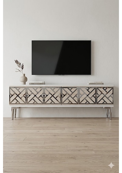 Tsa1238bts Arex Tv Sehpası Beyaz-traverten-silver 120cm