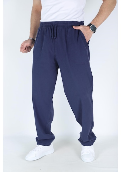 Myrab Denim Taş Renk Erkek Battal Boy Yazlık Keten Pantolon - %100 Pamuk lacivert