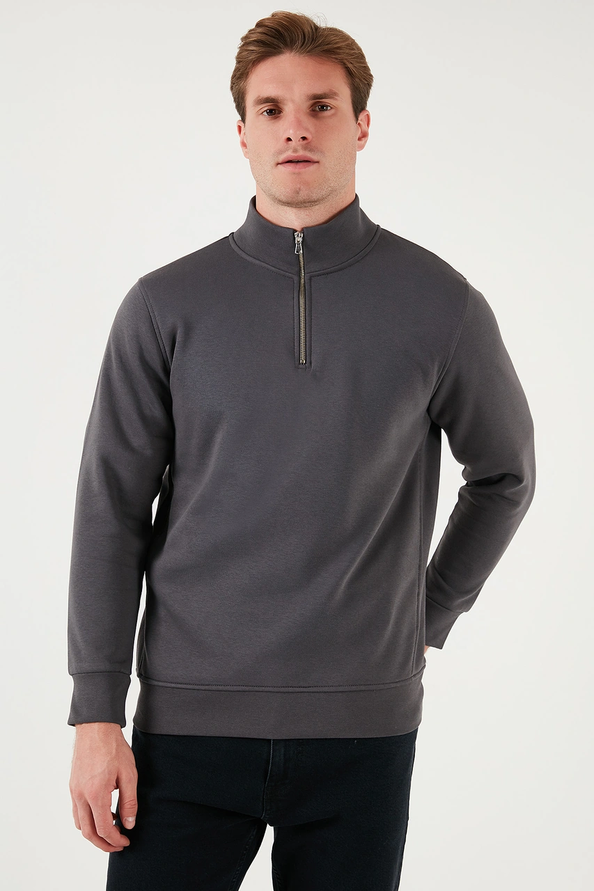 Buratti Pamuklu Regular Fit Dik Yaka 2'Li Paket Erkek Sweat 59052592S2 Ekru-Antrasit