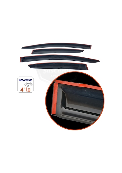 Peugeot 308 2007-2013 Uyumlu Mugen Cam Rüzgarlığı Seti Piano Black 4'lü İthal
