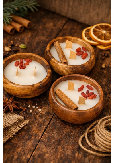 Kokulu 3'lü Aromaterapi Mum 001 - Beyaz