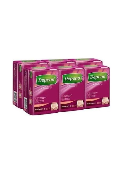Depend Emici Külot Kadın 60 Adet Orta Medium Beden 10Lu 6 Paket