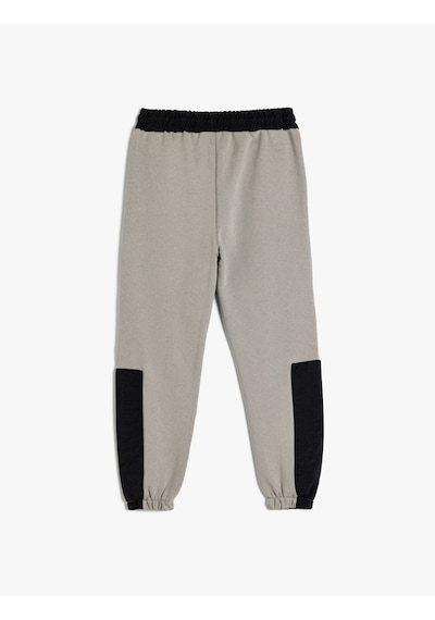 Koton Jogger Eşofman Altı Renk Bloklu Beli Bağlamalı Cepli Gri 5wkb40123tk Gri