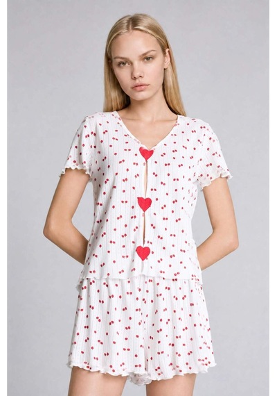 Defacto Regular Fıt Şortlu Kısa Kollu Desenli 2li Ecru Pijama Takımı H6373ax26hser98 Ekru-er98 Defacto Regular Fıt Şortlu Kısa Kollu Desenli 2li Ecru Pijama Takımı H6373ax26hser98 Ekru-er98