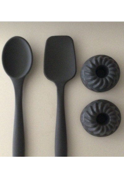 Pink Rose Silikon Spatula & Kaşık & Muffin Kalıbı Antrasit