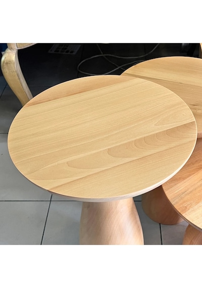 Ahşap 3 Lü Set Fitilli Mantar Yan Sehpa Modern Fiskos / Çiçeklik / Zigon Sehpa Ahşap