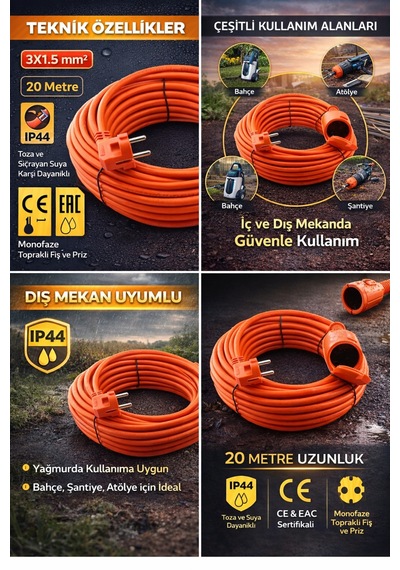 Klc Uzatma Kablosu 3x1.5 Mm 20 Metre Topraklı Cca Kablolu Tekli Grup Fiş Priz Kapak Monofaze Ev Tip Siyah 15 M Ve Üzeri Klc Uzatma Kablosu 3x1.5 Mm 20 Metre Topraklı Cca Kablolu Tekli Grup Fiş Priz Kapak Monofaze Ev Tip Siyah 15 M Ve Üzeri