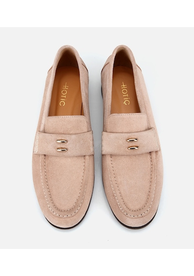 Hotiç Kadın Süet Deri Bej Toka Detaylı Klasik Loafer 01ayh321300a310 01ayh321300a310