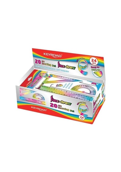 Cetvel Takımı Kırılmaz Esnek Silikonlu Kırılmaz 3'lü Gökkuşağı 20 Cm 1 Paket Cetvel Seti Genel