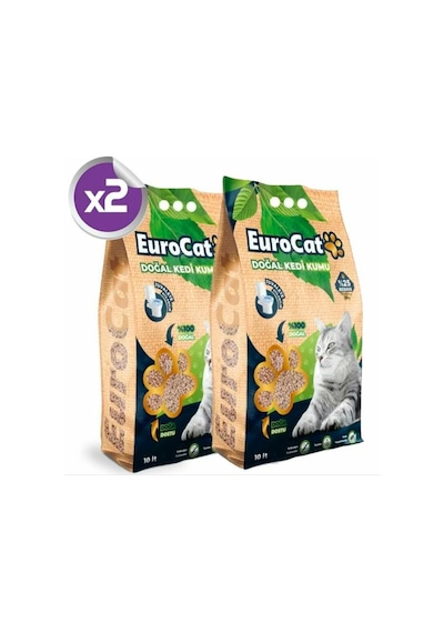 Eurodog&Eurocat Hızlı Topaklaşan Doğal Kedi Kumu 2 x 10 L
