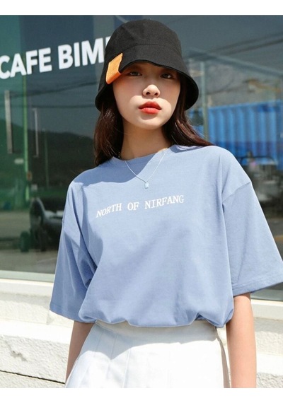 Uyguntarz Unisex North Of Nirfang Tasarım Basklı Tshirt Bebe Mavisi