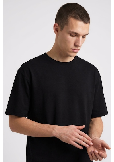 Siyah Oversize Fit Basic Erkek Şort Takım - 85292