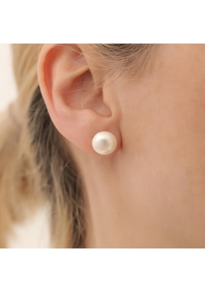925 Ayar Gümüş Cream Tatlısu İncisi Çivi Küpe-11mm