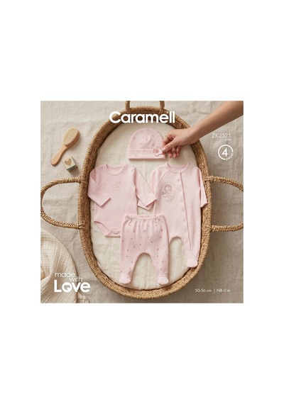 Altıntaş Baby Caramell Özel Kutusunda Love Bunny Tulumlu 4'lü Set Zk2525 Pembe Pembe