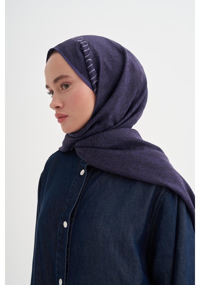 Carell Elenora Monogram Floş Şal Morcivert Çok Renkli
